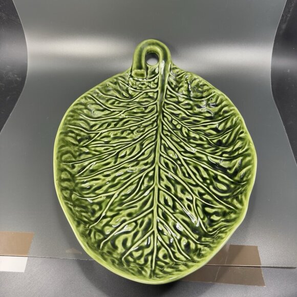 Subtil Portugal Ceramic Green Cabbage Leaf Dish Serving Platter Large 16inch VTG - Picture 13 of 16